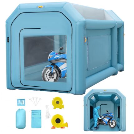 VEVOR Portable Inflatable Paint Booth, 13 x 8 x 8ft Inflatable Spray Booth, Car Paint Tent w/ Air Filter System & 2 Blowers, Upgraded Blow Up Spray Booth Tent, Auto Paint Workstation Motorcycle Garage