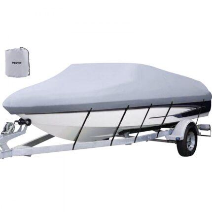 VEVOR Waterproof Boat Cover, 14'-16' Trailerable Boat Cover, Beam Width up to 90" v Hull Cover Heavy Duty 600D Marine Grade Polyester Mooring Cover for Fits V-Hull Boat with 5 Tightening Straps